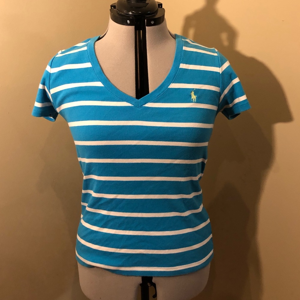 Blue/White Striped Short-Sleeved T-Shirt